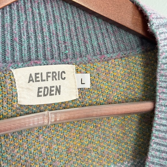 Aelfric Eden Vintage Lamb Knit Cardigan Sweater Flocked Sheep Cottagecore L - Picture 2 of 9